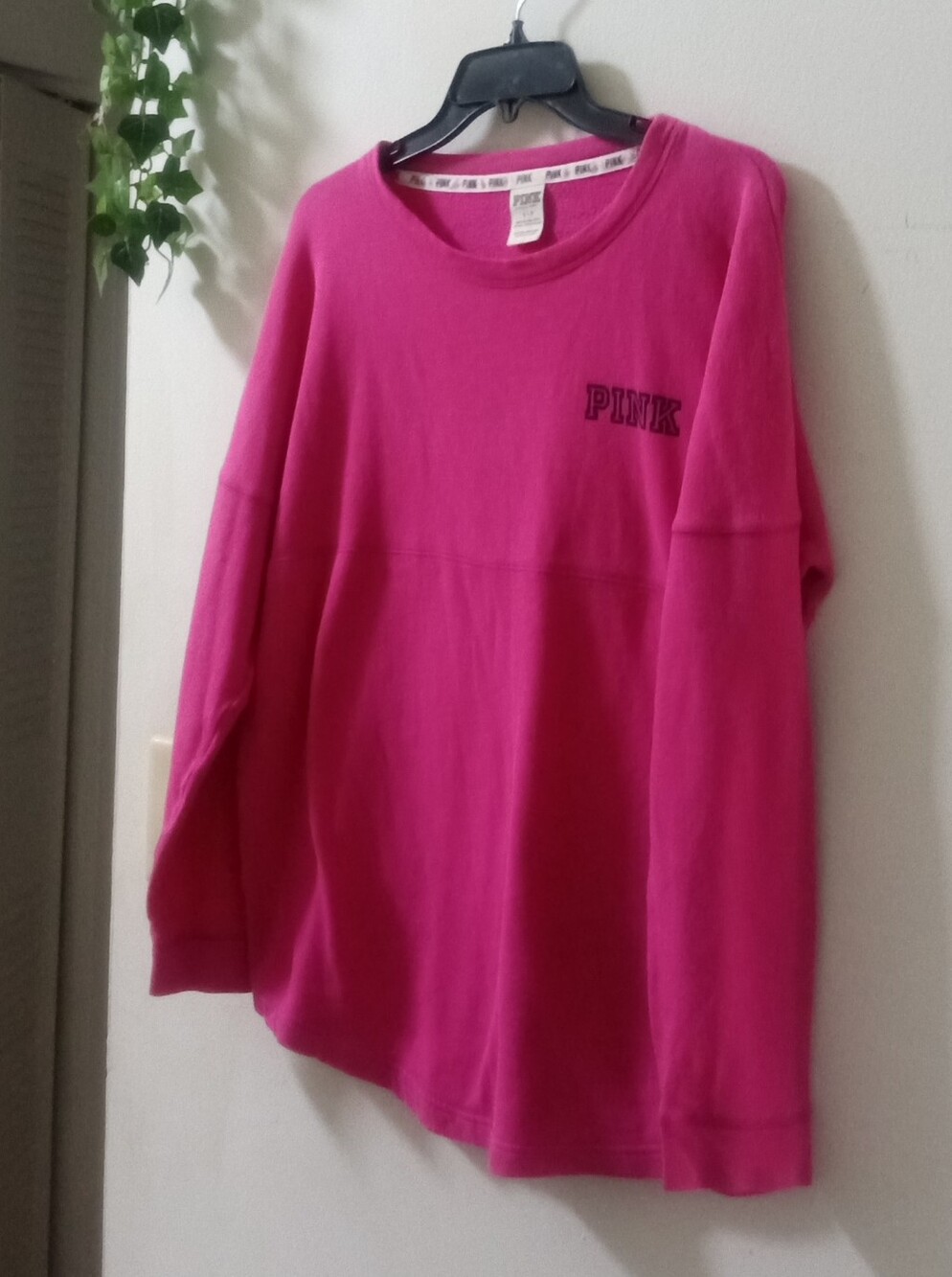 PINK Victoria's Secret Oversized Crewneck Sweatshirt - Bright Pink